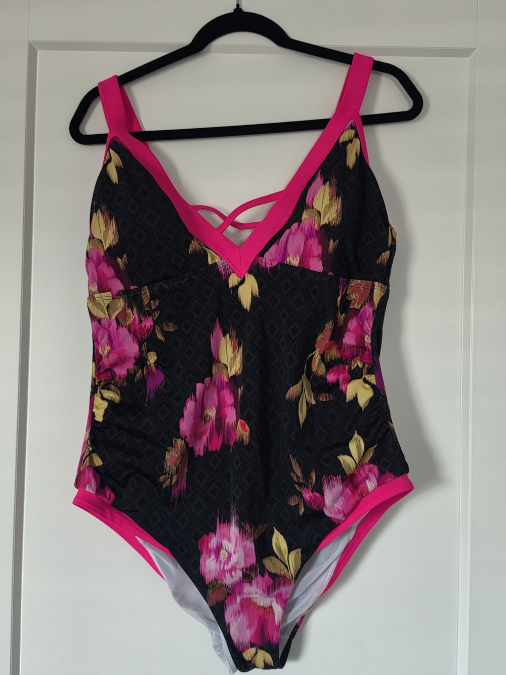 Torrid Black and Hot Pink One-Piece Swimsuit - Torrid Size 1
